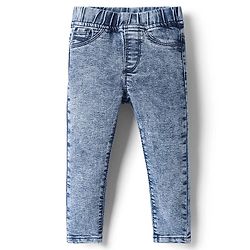 Babyhug Cotton Denim Full Length Washed Jegging With Stretch - Cloud Blue