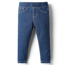 Babyhug Cotton Denim Full Length Washed Jegging With Stretch - Cloud Blue