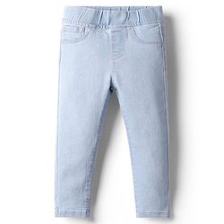 Babyhug Cotton Denim Full Length Washed Jegging With Stretch - Cloud Blue