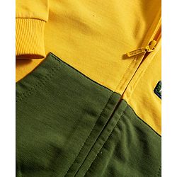 Babyhug Cotton Knit Full Sleeves Hooded SweatJacket with Cut & Sew Design & Kangaroo Pocket - Yellow & Green
