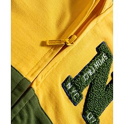 Babyhug Cotton Knit Full Sleeves Hooded SweatJacket with Cut & Sew Design & Kangaroo Pocket - Yellow & Green