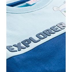 Babyhug Cotton Knit Full Sleeves Sweatshirt With Polar Bear Graphics - Blue