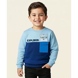 Babyhug Cotton Knit Full Sleeves Sweatshirt With Polar Bear Graphics - Blue