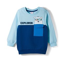 Babyhug Cotton Knit Full Sleeves Sweatshirt With Polar Bear Graphics - Blue