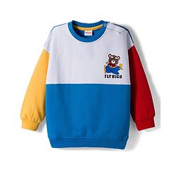 Babyhug Cotton Knit Drop Shoulder Full Sleeves Sweatshirt With Teddy Bear Graphics - Multicolor