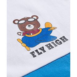 Babyhug Cotton Knit Drop Shoulder Full Sleeves Sweatshirt With Teddy Bear Graphics - Multicolor
