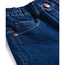 Babyhug Cotton Denim Full Length Jeans With Stretch - Navy Blue