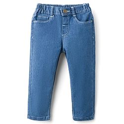 Babyhug Cotton Denim Full Length Jeans With Stretch - Navy Blue