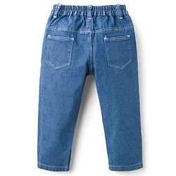 Babyhug Cotton Denim Full Length Jeans With Stretch - Navy Blue