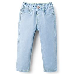 Babyhug Cotton Denim Full Length Jeans With Stretch - Navy Blue