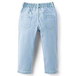 Babyhug Cotton Denim Full Length Jeans With Stretch - Navy Blue