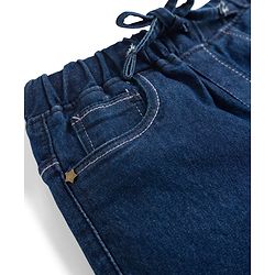 Babyhug Cotton Denim Full Length  Washed Jeans With Stretch - Navy Blue