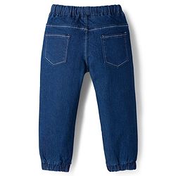 Babyhug Cotton Denim Full Length  Washed Jeans With Stretch - Navy Blue