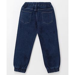 Babyhug Cotton Denim Full Length  Washed Jeans With Stretch - Navy Blue