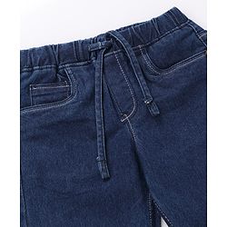 Babyhug Cotton Denim Full Length  Washed Jeans With Stretch - Navy Blue