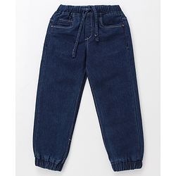 Babyhug Cotton Denim Full Length  Washed Jeans With Stretch - Navy Blue