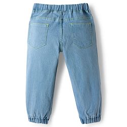 Babyhug Cotton Denim Full Length  Washed Jeans With Stretch - Navy Blue