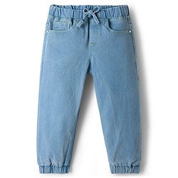 Babyhug Cotton Denim Full Length  Washed Jeans With Stretch - Navy Blue