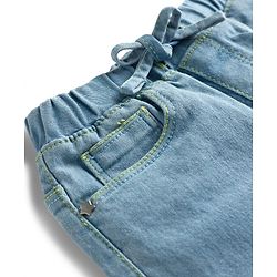 Babyhug Cotton Denim Full Length  Washed Jeans With Stretch - Navy Blue