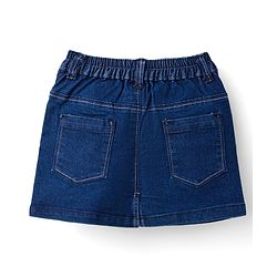 Babyhug Denim Mid Thigh Washed Skirt With Stretch - Navy Blue