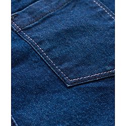 Babyhug Denim Mid Thigh Washed Skirt With Stretch - Navy Blue