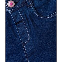 Babyhug Denim Mid Thigh Washed Skirt With Stretch - Navy Blue