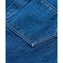 Babyhug Denim Mid Thigh Washed Skirt With Stretch - Navy Blue