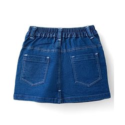 Babyhug Denim Mid Thigh Washed Skirt With Stretch - Navy Blue