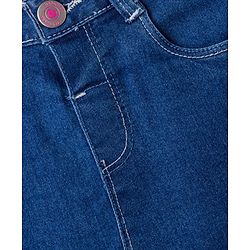 Babyhug Denim Mid Thigh Washed Skirt With Stretch - Navy Blue