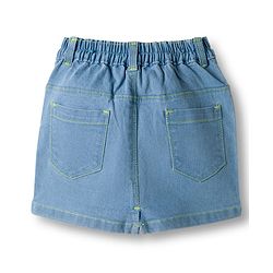 Babyhug Denim Mid Thigh Washed Skirt With Stretch - Navy Blue