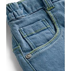 Babyhug Denim Mid Thigh Washed Skirt With Stretch - Navy Blue
