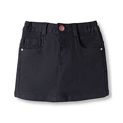 Babyhug Denim Mid Thigh Washed Skirt With Stretch - Navy Blue