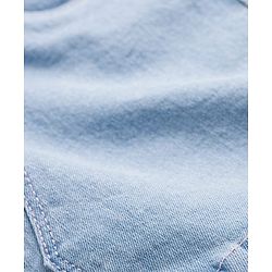 Babyhug Denim Mid Thigh Ribbed Waist Washed Skirt With Bow Applique - Navy Blue