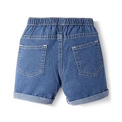 Babyhug Denim Mid Thigh Washed Shorts With Stretch - Blue