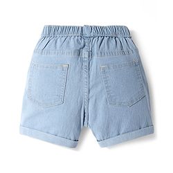 Babyhug Denim Mid Thigh Washed Shorts With Stretch - Blue