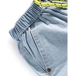 Babyhug Denim Mid Thigh Washed Shorts With Stretch - Blue