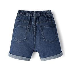 Babyhug Denim Mid Thigh Washed Shorts With Stretch - Navy Blue