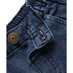 Babyhug Denim Mid Thigh Washed Shorts With Stretch - Navy Blue