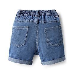 Babyhug Denim Mid Thigh Washed Shorts With Stretch - Navy Blue