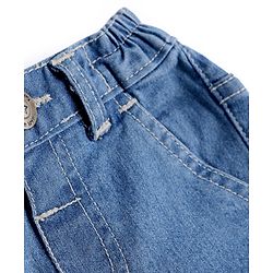 Babyhug Denim Mid Thigh Washed Shorts With Stretch - Navy Blue