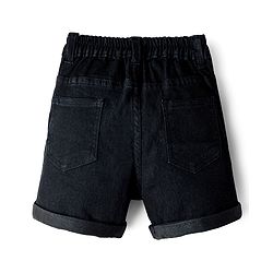 Babyhug Denim Mid Thigh Washed Shorts With Stretch - Navy Blue