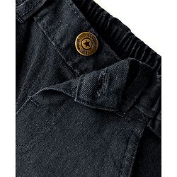 Babyhug Denim Mid Thigh Washed Shorts With Stretch - Navy Blue