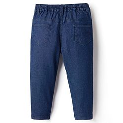 Babyhug Denim Full Length Washed Jeans With Stretch - Navy Blue