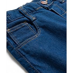 Babyhug Denim Full Length Washed Jeans With Stretch - Navy Blue