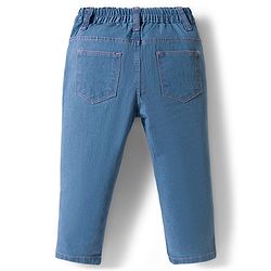 Babyhug Denim Full Length Washed Jeans With Stretch - Navy Blue