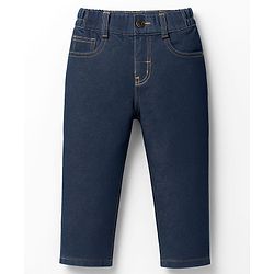 Babyhug Denim Jeans Full Length Washed Jeans With Stretch - Navy Blue