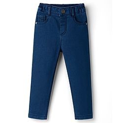 Babyhug Denim Full Length Wahsed Jeans With Stretch - Navy Blue