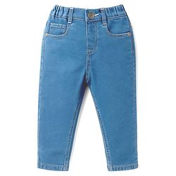Babyhug Denim Full Length Wahsed Jeans With Stretch - Navy Blue