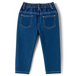 Babyhug Denim Full Length Wahsed Jeans With Stretch - Navy Blue