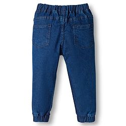 Babyhug Denim Full Length Washed Joggers with Stretch - Navy Blue